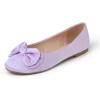 image:imageFEVERSOLE Womens Round Toe Soft Fashion Bow Tie Dress Ballet FlatsLilac Satin Twist Bow