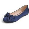 image:imageFEVERSOLE Womens Round Toe Soft Fashion Bow Tie Dress Ballet FlatsNavy Satin Twist Bow
