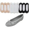 image:imageFEVERSOLE Womens Shiny Ballet Flat Glitter Silver Size 7 M US Bound with No Show Socks Women Low Cut Silky Thin Socks 3 Colors 9 Pairs