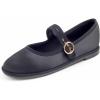 Black Satin Mary Jane With Round Buckle