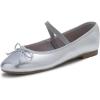 image:imageFEVERSOLE Womens Soft Cushion Padded Comfort Round Toe Mary Jane Elastic Fashion Ballet Flats Walking ShoesSilver Vegan Leather Mary Jane With Canvas Lining