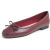 image:imageFEVERSOLE Womens Square Toe Fashion Bow Tie Dress Slip On Ballet FlatsBurgundy Plain Toe Cap