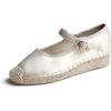 Beige Satin Jute Mary Jane