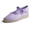 image:imageFeversole Close Toe Hand Stitching Espadrilles Womens Comfort Breathable Ankle Strap Low Heel WedgeLilac Linen Jute Mary Jane