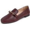 image:imageFeversole Womens Fashion Trim Deco Loafer SlippersBar Trim Burgundy Plain Vegan Leather