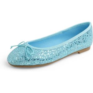 image:imageFEVERSOLE Womens Bling Soft Cushioned Comfort Flats Sparkle Party BalletsGlitter Blue
