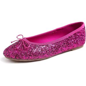 image:imageFEVERSOLE Womens Bling Soft Cushioned Comfort Flats Sparkle Party BalletsGlitter Hot Fuchsia