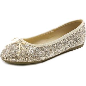 image:imageFEVERSOLE Womens Bling Soft Cushioned Comfort Flats Sparkle Party BalletsGlitter Light Gold