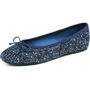 image:imageFEVERSOLE Womens Bling Soft Cushioned Comfort Flats Sparkle Party BalletsGlitter Night Blue