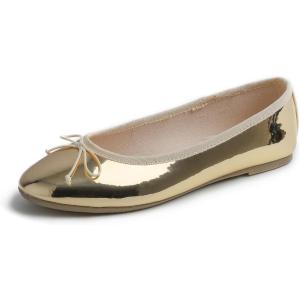 image:imageFEVERSOLE Womens Bling Soft Cushioned Comfort Flats Sparkle Party BalletsMirror Gold