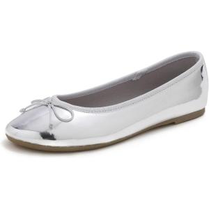 image:imageFEVERSOLE Womens Bling Soft Cushioned Comfort Flats Sparkle Party BalletsMirror Silver