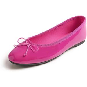 image:imageFEVERSOLE Womens Bling Soft Cushioned Comfort Flats Sparkle Party BalletsPatent Pitaya Fuchsia