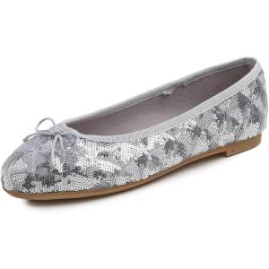 image:imageFEVERSOLE Womens Bling Soft Cushioned Comfort Flats Sparkle Party BalletsSequin Diamond Silver