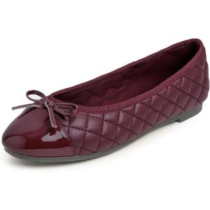image:imageFEVERSOLE Womens Bow Tie Fashion Dress Slip On Shoes Round Toe Ballet FlatBurgundy Red
