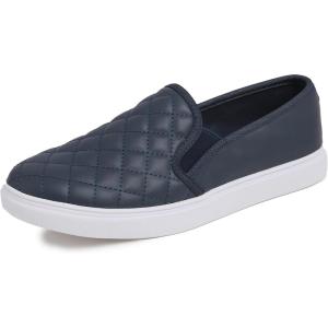 image:imageFEVERSOLE Womens Casual Slip On Sneaker Comfort Quilted Loafer FlatsNavy Blue Quilted Vegan Leather