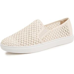 image:imageFEVERSOLE Womens Casual Slip On Sneaker Comfort Walking Loafer FlatsCream White Knit Mesh