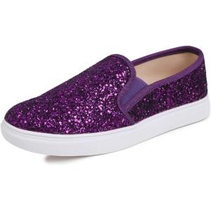 image:imageFEVERSOLE Womens Fashion SlipOn Sneaker Casual Flat LoafersPurple Glitter