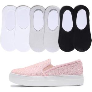 image:imageFEVERSOLE Womens Fashion SlipOn Sneaker Loafers Baby Pink Size 7 M US Bound with No Show Socks Women Ankle Low Cut Thin Socks 3 Colors 6 Pairs