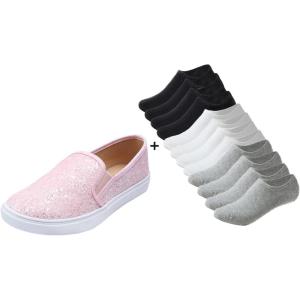 image:imageFEVERSOLE Womens Fashion SlipOn Sneaker Loafers Baby Pink Size 8 M US Boundle with No Show Socks Women Ankle Low Cut Thin No Slip Invisible Liner Socks 3 Colors 6 Pairs