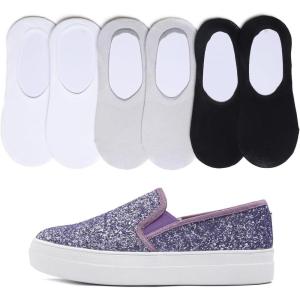 image:imageFEVERSOLE Womens Fashion SlipOn Sneaker Loafers Lavender Size 7 M US Bound with No Show Socks Women Ankle Low Cut Thin Socks 3 Colors 6 Pairs
