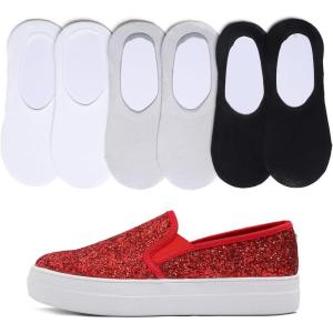 image:imageFEVERSOLE Womens Fashion SlipOn Sneaker Loafers Red 7 M US Bound with No Show Socks Women Ankle Low Cut Thin Socks 3 Colors 6 Pairs