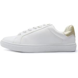 image:imageFEVERSOLE Womens Featured PU Leather Colorful Lace Up Sneaker White Gold Patch Size 95 M US