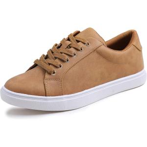 image:imageFEVERSOLE Womens Featured PU Leather Colorful Lace Up SneakerCamel Pu Eyelet