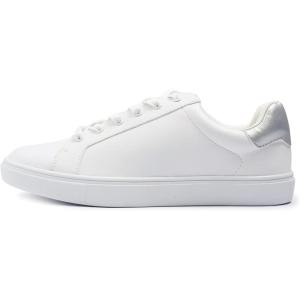 image:imageFEVERSOLE Womens Featured PU Leather Colorful Lace Up SneakerWhite Napa Silver Patch Laceup