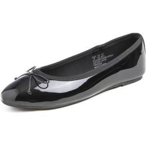 image:imageFEVERSOLE Womens Macaroon Colorful Memory Foam Cushion Insock Patent Ballet FlatBlack