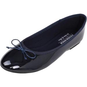 image:imageFEVERSOLE Womens Macaroon Colorful Memory Foam Cushion Insock Patent Ballet FlatDark Blue