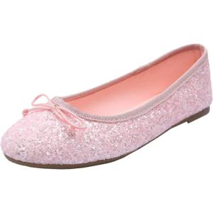 image:imageFEVERSOLE Womens Macaroon Colorful Memory Foam Cushion Insock Patent Ballet FlatGlitter Baby Pink
