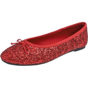 image:imageFEVERSOLE Womens Macaroon Colorful Memory Foam Cushion Insock Patent Ballet FlatGlitter Red
