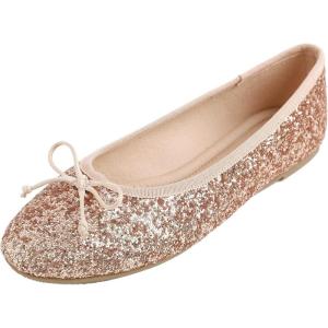 image:imageFEVERSOLE Womens Macaroon Colorful Memory Foam Cushion Insock Patent Ballet FlatGlitter Rose Gold