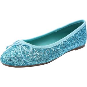 image:imageFEVERSOLE Womens Macaroon Colorful Memory Foam Cushion Insock Patent Ballet FlatGlitter Turquoise Blue