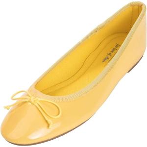 image:imageFEVERSOLE Womens Macaroon Colorful Memory Foam Cushion Insock Patent Ballet FlatLemon