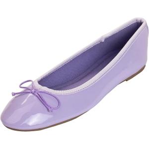 image:imageFEVERSOLE Womens Macaroon Colorful Memory Foam Cushion Insock Patent Ballet FlatLilac
