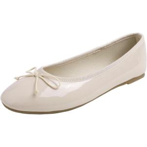 image:imageFEVERSOLE Womens Macaroon Colorful Memory Foam Cushion Insock Patent Ballet FlatMilk Tea