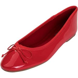 image:imageFEVERSOLE Womens Macaroon Colorful Memory Foam Cushion Insock Patent Ballet FlatRed