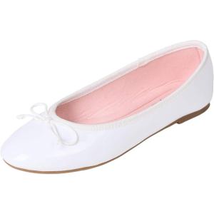 image:imageFEVERSOLE Womens Macaroon Colorful Memory Foam Cushion Insock Patent Ballet FlatWhite