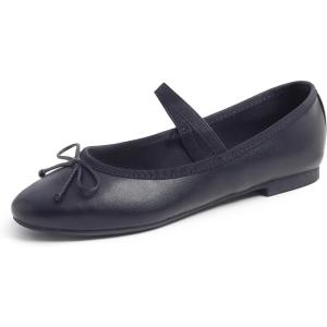 image:imageFEVERSOLE Womens Soft Cushion Padded Comfort Round Toe Mary Jane Elastic Fashion Ballet Flats Walking ShoesBlack Vegan Leather Mary Jane With Canvas Lining