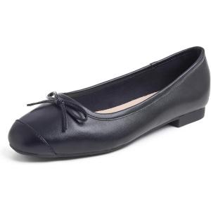 image:imageFEVERSOLE Womens Square Toe Fashion Bow Tie Dress Slip On Ballet FlatsBlack Plain Toe Cap