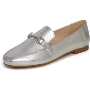 image:imageFeversole Womens Fashion Trim Deco Loafer SlippersBar Trim Silver Grain Vegan Leather