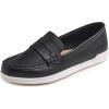 image:imageFEVERSOLE Comfort Womens Leather Daily Loafer Driving Flats Flexible Walking Boat ShoesBlack Vegan Grain Leather