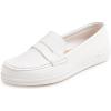 image:imageFEVERSOLE Comfort Womens Leather Daily Loafer Driving Flats Flexible Walking Boat ShoesWhite Vegan Grain Leather