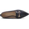 image:imageFEVERSOLE Womens Loafer Flat Pointed Deco Low Heel Fashion Slip On Dress Driving Office ShoesBlack Vegan Leather Metal Trim
