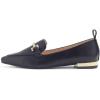 image:imageFEVERSOLE Womens Loafer Flat Pointed Deco Low Heel Fashion Slip On Dress Driving Office ShoesBlack Vegan Leather Metal Trim