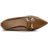 image:imageFEVERSOLE Womens Loafer Flat Pointed Deco Low Heel Fashion Slip On Dress Driving Office ShoesCamel Vegan Leather Metal Trim