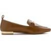 image:imageFEVERSOLE Womens Loafer Flat Pointed Deco Low Heel Fashion Slip On Dress Driving Office ShoesCamel Vegan Leather Metal Trim