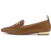 image:imageFEVERSOLE Womens Loafer Flat Pointed Deco Low Heel Fashion Slip On Dress Driving Office ShoesCamel Vegan Leather Metal Trim