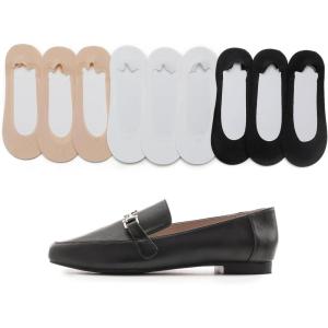 image:imageFEVERSOLE Womens Fashion Trim Deco Loafer Black Plian Size 85 M US Bound with No Show Socks Women Low Cut Silky Thin Socks 3 Colors 9 Pairs